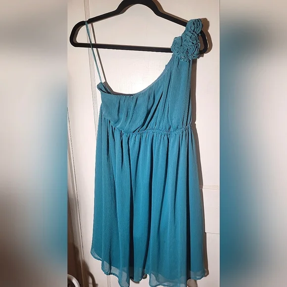 Merona Dresses | Merona Teal One-Shoulder Babydoll Formal Dress | Color: Blue | Size: M | Intellifemme77's Closet